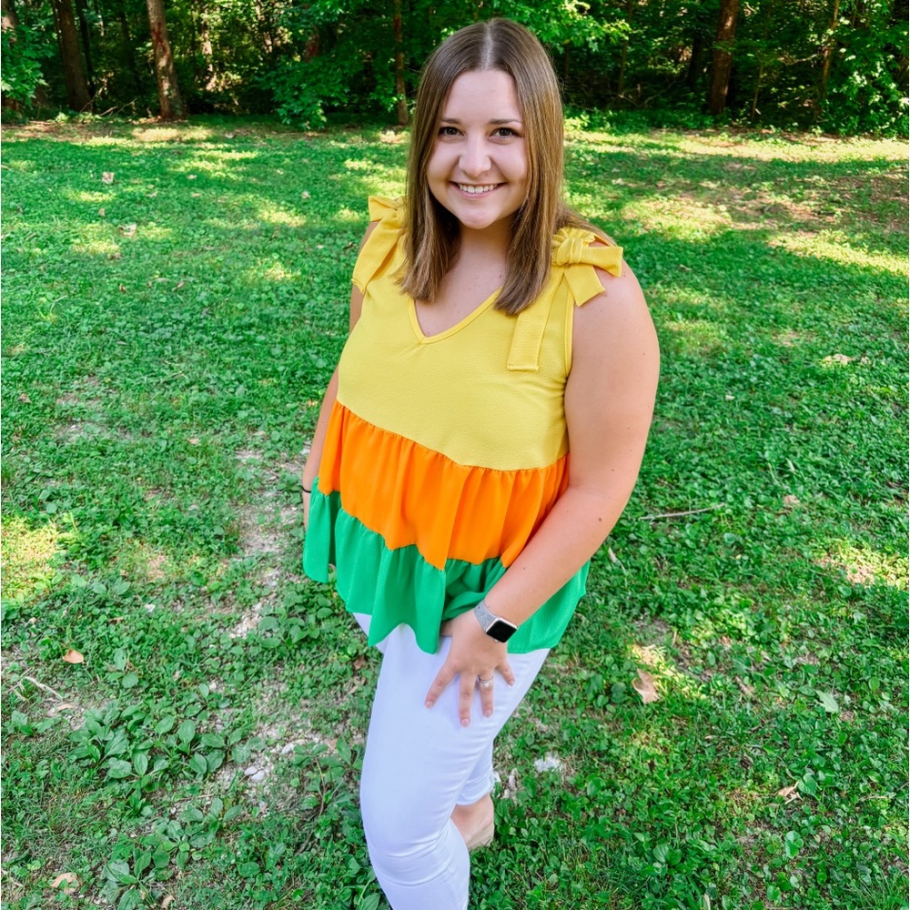 Haptics Color Block Ruffle Teared Tank Blouse - Picture 7 of 7